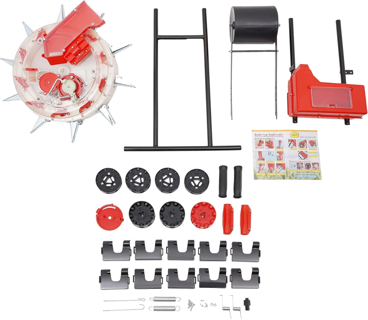 Seed Sower & Fertilizer Applicator,Manual Seeder Handheld Seeding Machine,10 Nozzles Precision Manual Seeder Portable Hand Push Seeder with Adjustable Design