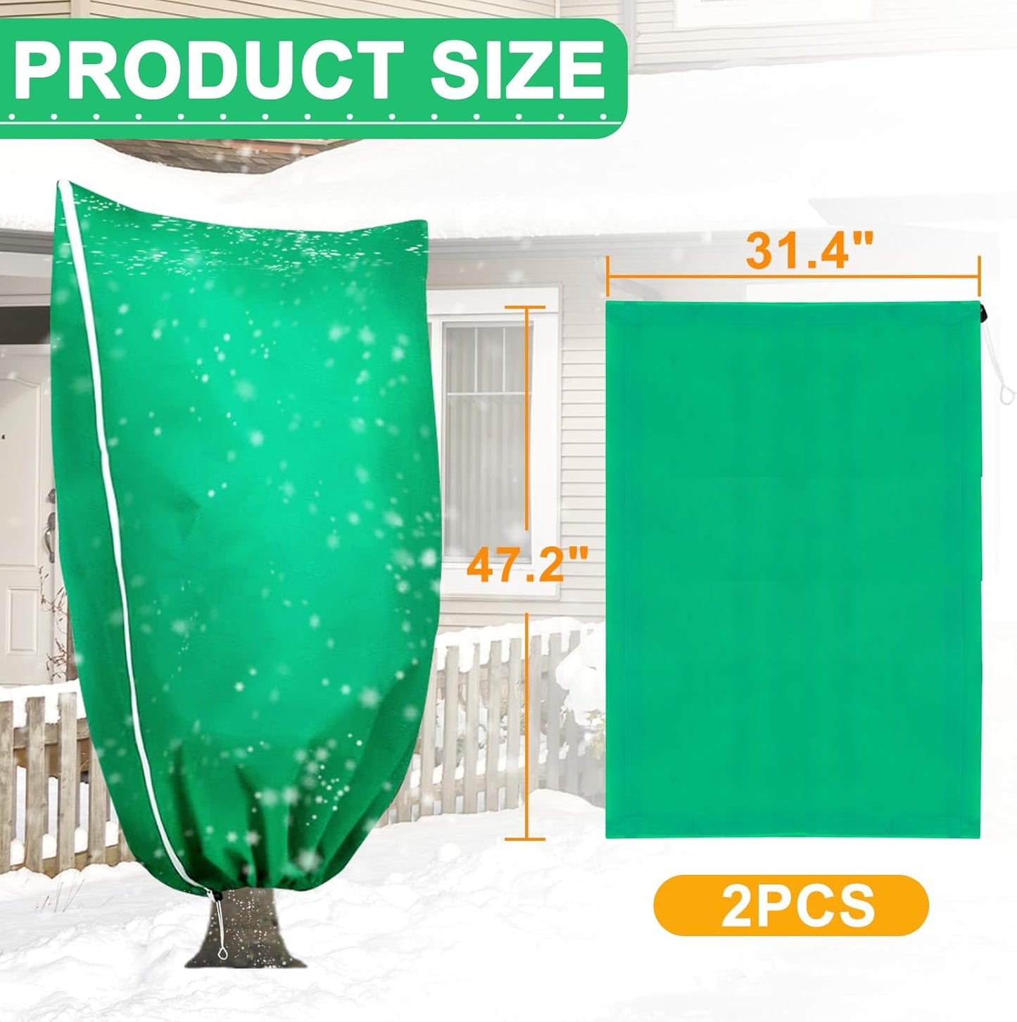 DQS 2 Pack Plant Covers Freeze Protection, 31.4" x47.2" Winter Frost Protection Blankets Frost Cloth,Suitable for Outdoor Winter Frost, Cold Weather, shrubs, Trees, Jackets, and coverings