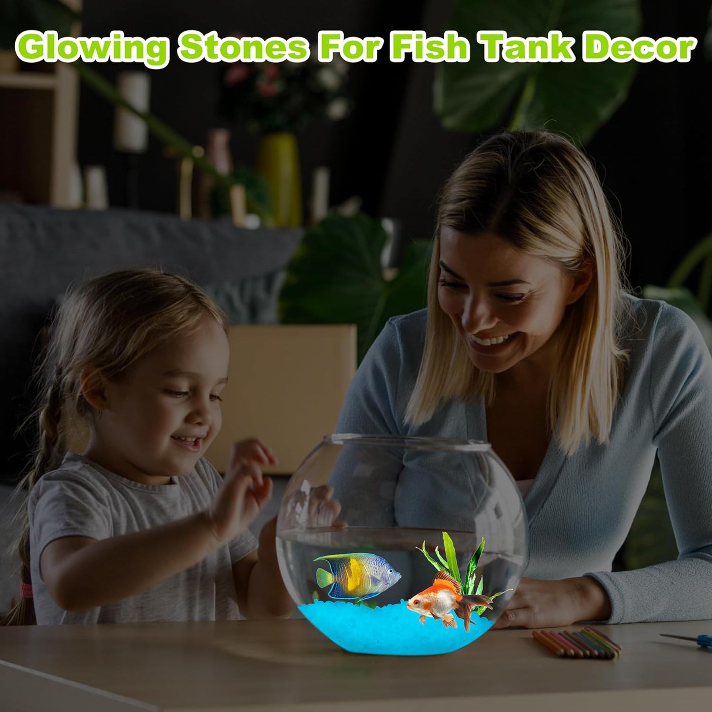 800pcs 5-8mm Bule Glow in The Dark Garden Pebbles Stones 5-8mm Luminous Stones Glow in The Dark Rocks Outdoor Glow Pebbles Aquarium Rocks for Garden Path Walkway Yard Fish Tank Plant Pots