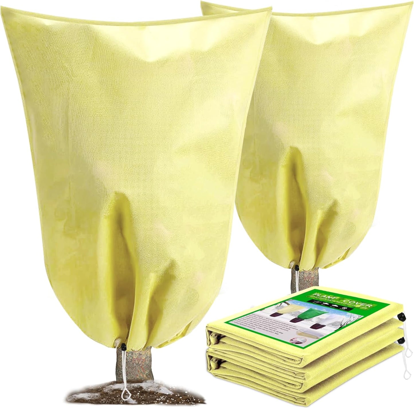 DQS 2 Pack Plant Covers Freeze Protection, 39.3" W x39.3 Winter Frost Protection Blankets Frost Cloth,Suitable for Outdoor Winter Frost, Cold Weather, shrubs, Trees, Jackets, and coverings