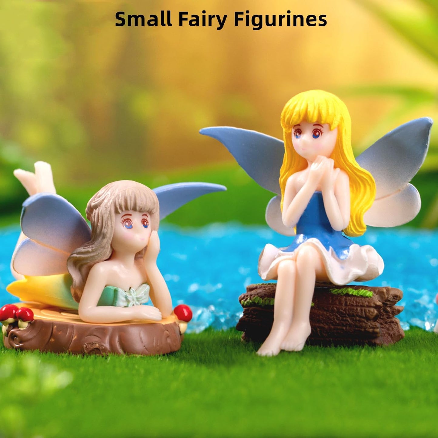 Small Fairy Figurines, Miniature Fairy Garden Accessories for Fairy Garden, Birthday Cake Topper, Flower Pot, Home Decoration,Girl Fly Wing Figurines for Car Decor, 4 Pieces