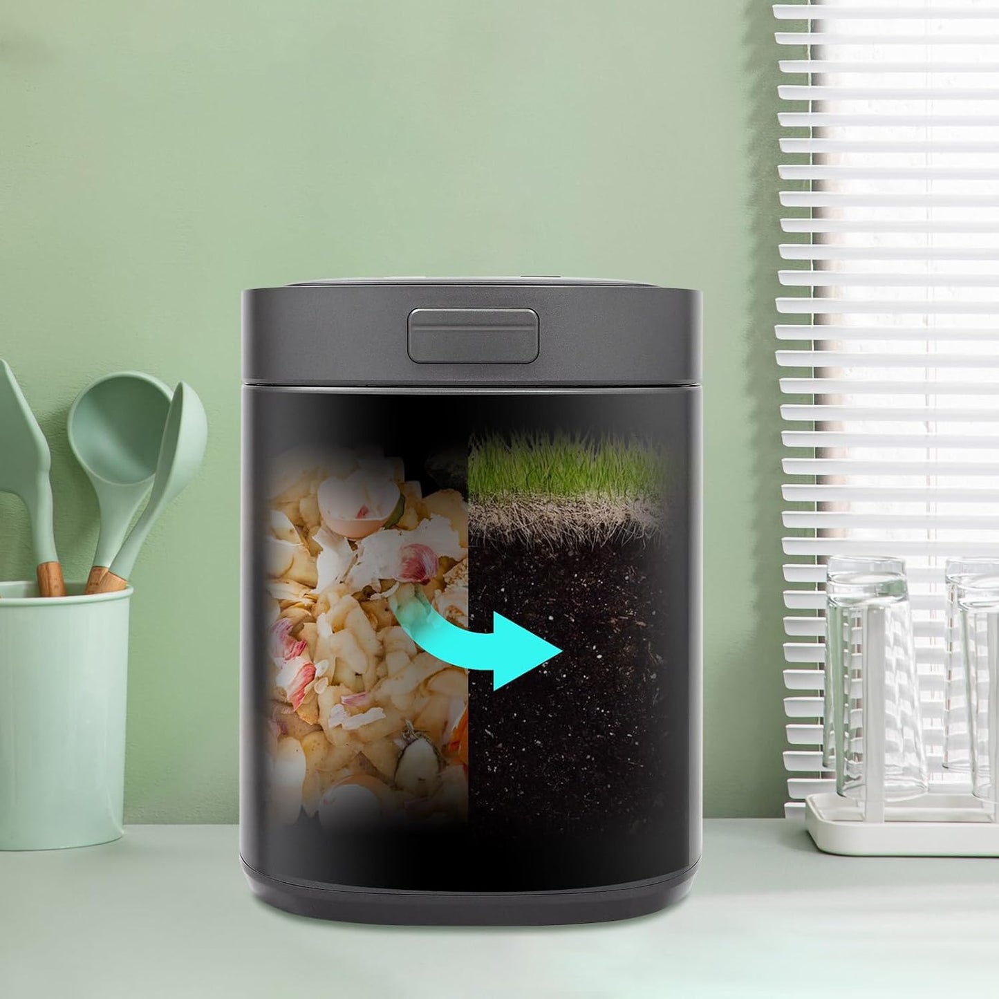 Electric Waste Kitchen Composter, 2.5L Foodcycler Eco-Friendly Electric Kitchen Compost,Three Working Modes Composting Machine for Apartment Countertop for Home (Black)