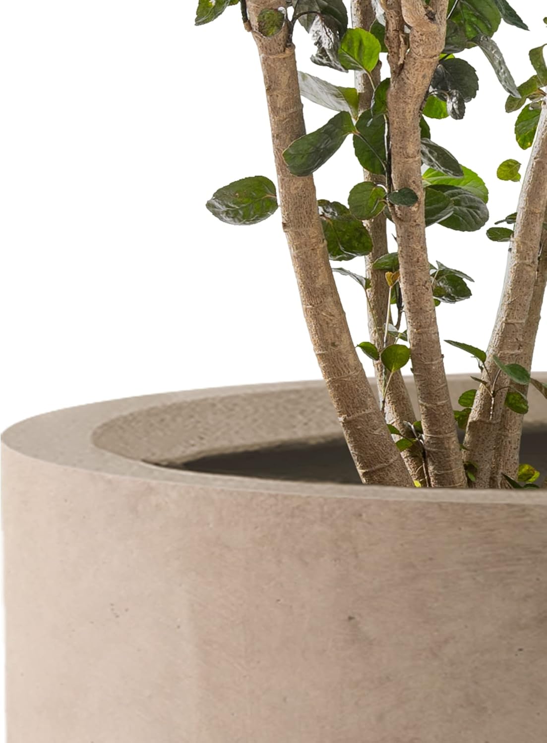Kante 9.8",12.6",15.7" Dia Round Concrete Planter Set of 3, Modern Style Large Cylindrical Plant Pot with Drainage Hole and Rubber Plug for Indoor Outdoor Patio, Weathered Concrete