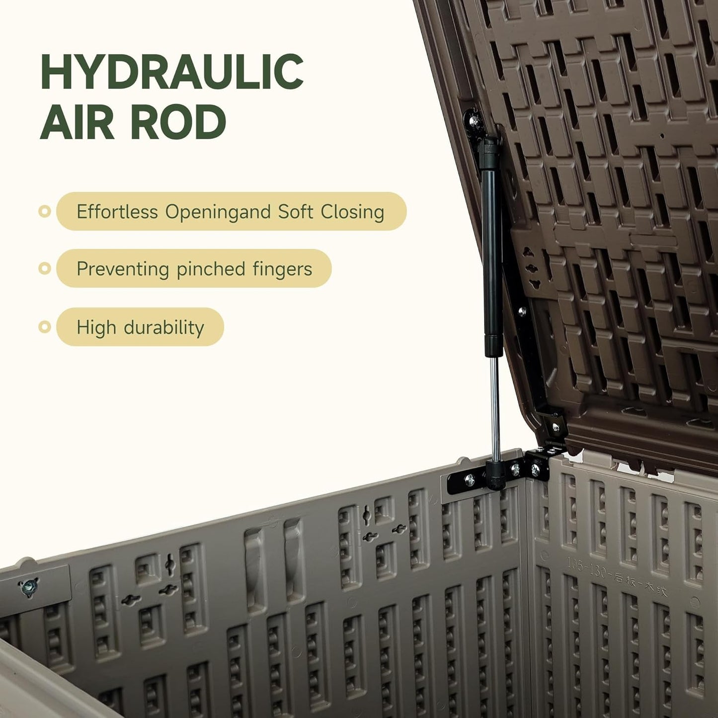 120 Gallon Resin Deck Box, Double Layer Waterproof & Outdoor Indoor Lockable Storage Box for Patio Furniture Cushions Garden Tools (Brown)