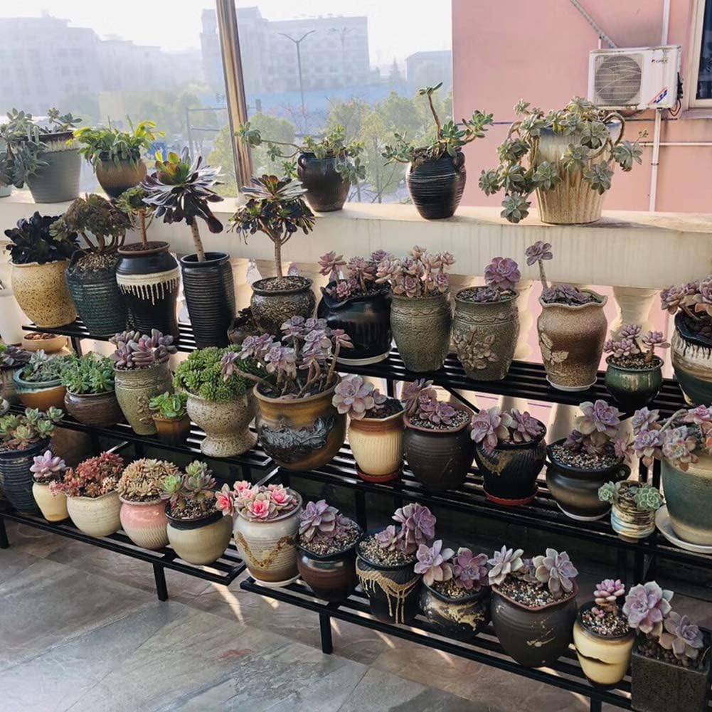 Zhongma 3 Tier Sturdy Metal Plant Stand, L35.43 x W26 x H23.6 inch, Heavy Duty Plant Holder for Home Indoor and Outdoor, 660 LBS Capacity & Heavy Duty Construction