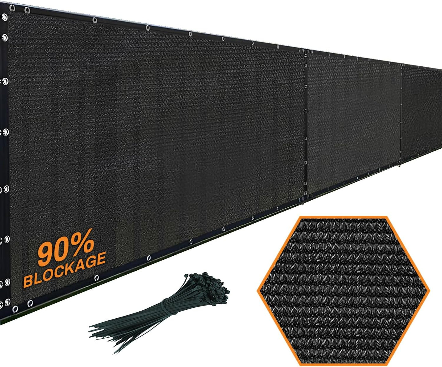 Xpose Safety Privacy Fence Screen 8’ x 50’ – Heavy Duty Black Mesh with 90% Visibility Block, UV Protection – Includes Cable Ties – for Garden, Yard, Nursery, Kennel, Dog Run, Greenhouse