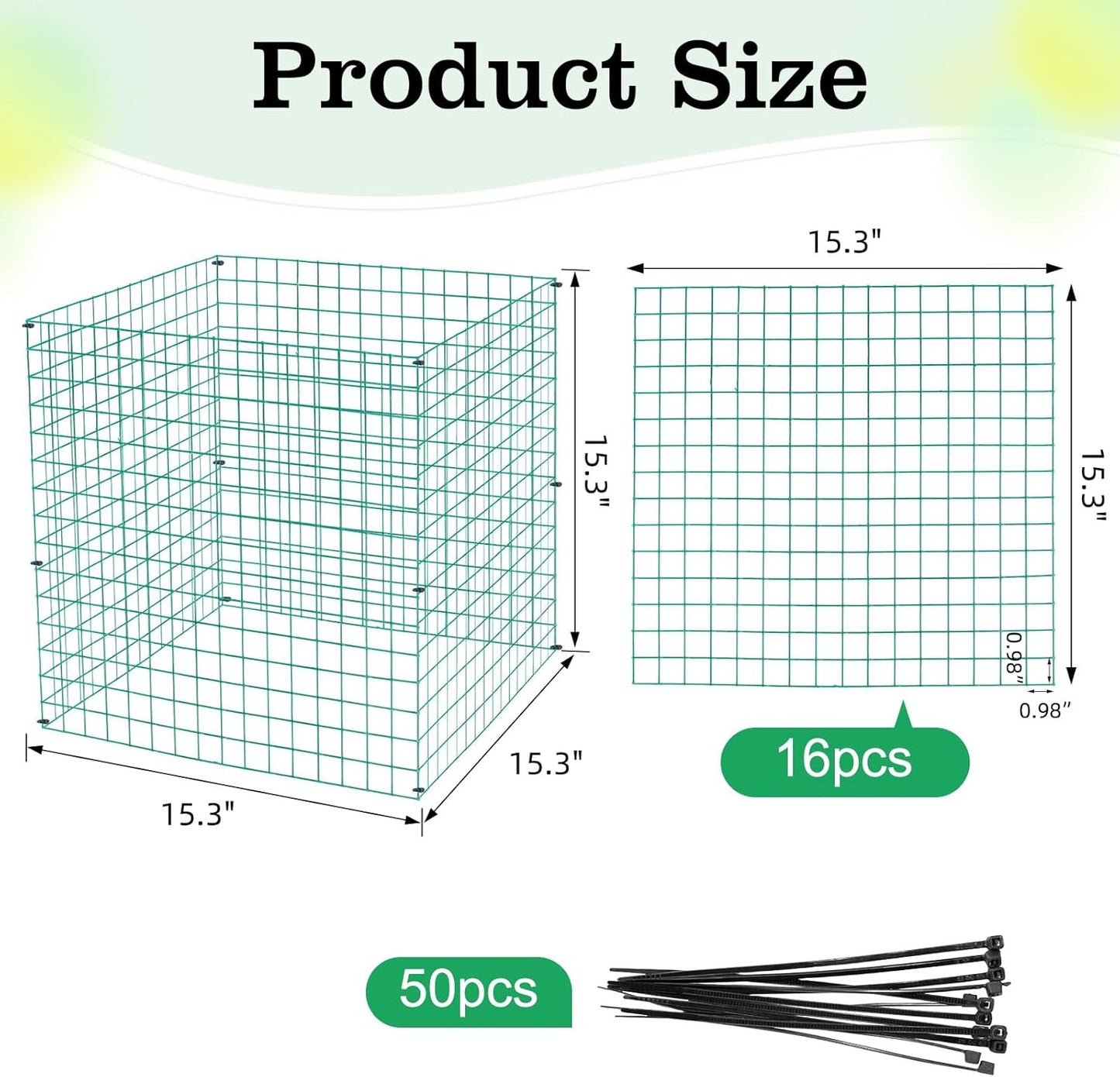 4 Packs Wire Plant Protectors,15.3" X 15.3" Wire Mesh Plant Protector cage,DIY Garden and Vegetable Protectors,Plant Cage to Protect Plants from Animals