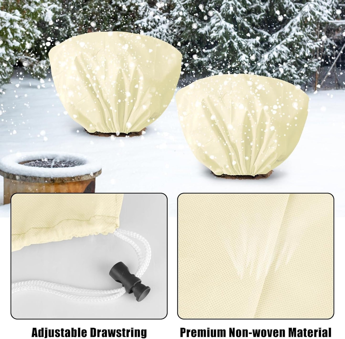 8 Pcs Plant Covers Frost Protection Bag 39.3" x 19.6" Winter Reusable Plants Jacket with Drawstring Shrub Protection Wraps Bags Frost Blanket for Winter Outdoor Garden Plants