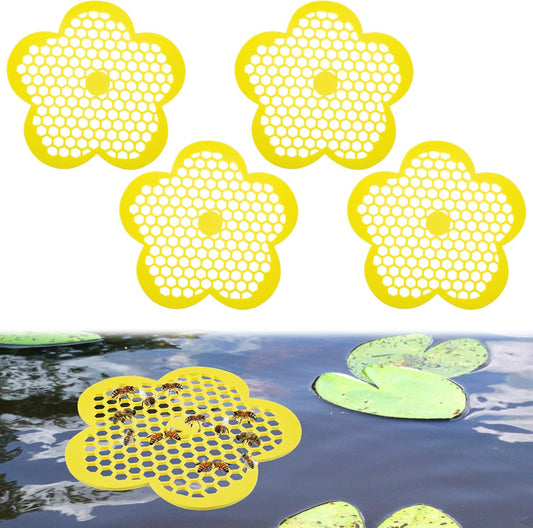 4 Pack Floating Bee Island, 7.7in Flower Floating Bee Watering Station Bees Feeding Bath Feeders for Garden Butterfly Outdoor Decor