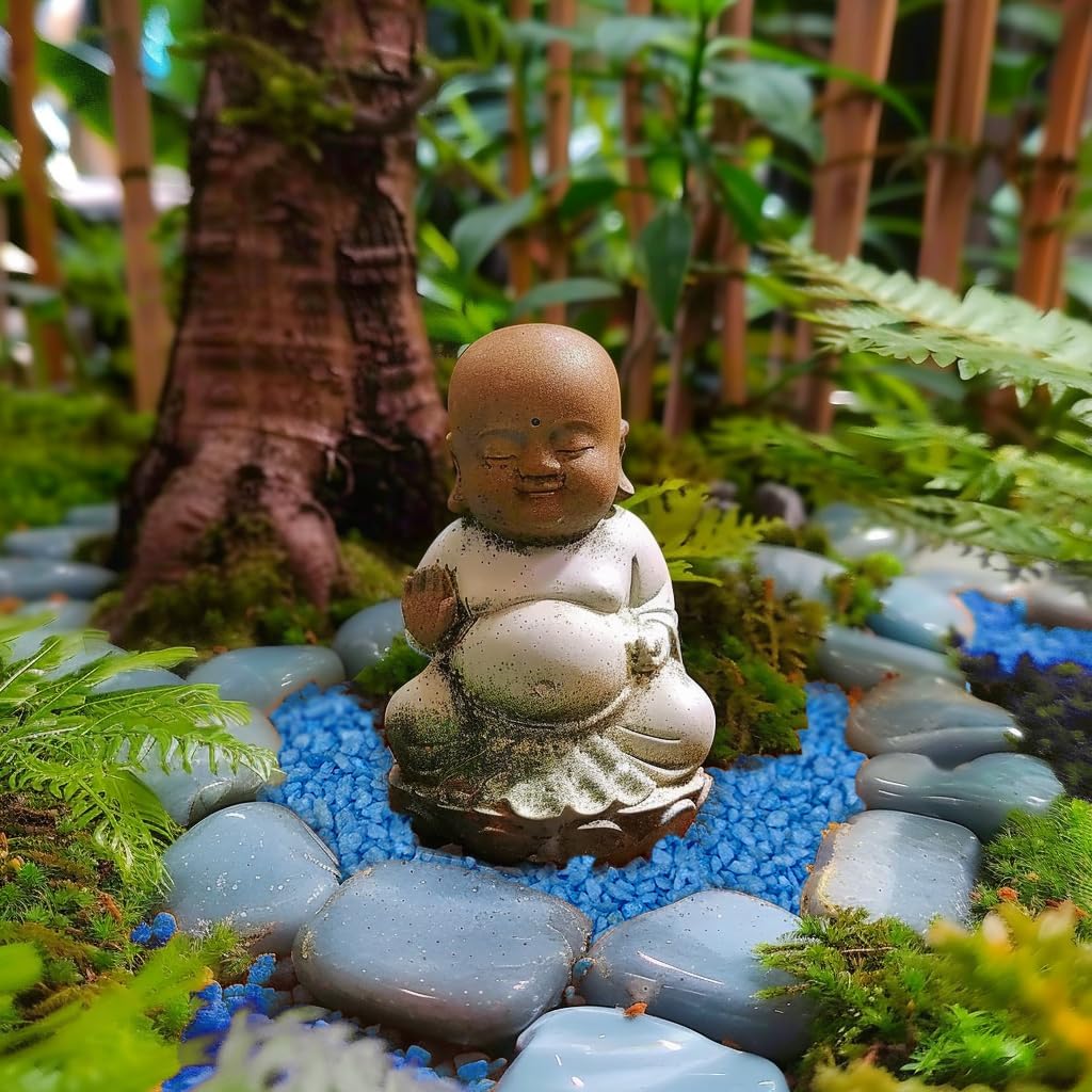 HappyFiller Succulent and Cacus Gravels,3-5mm,Fairy Garden Mini Rocks,Aquarium Fishbowl Decor Pebbles,Indoor Plants Topper Dressing Small Stones,1.1 LB,Blue