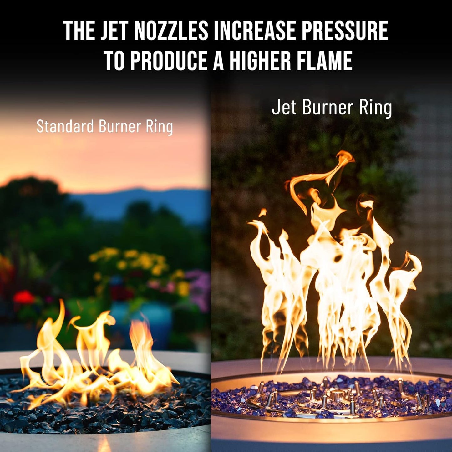 Skyflame 12-Inch Round Stainless Steel Fire Pit Jet Burner Ring - High Flame