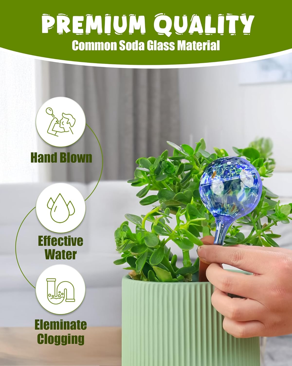 Iridescent Self Watering Globes, Glass Rainbow Plant Watering Globes, Self Watering Planter Insert, Automatic Plant Waterer Indoor (Small-4 Pcs Multi-Color, Small)