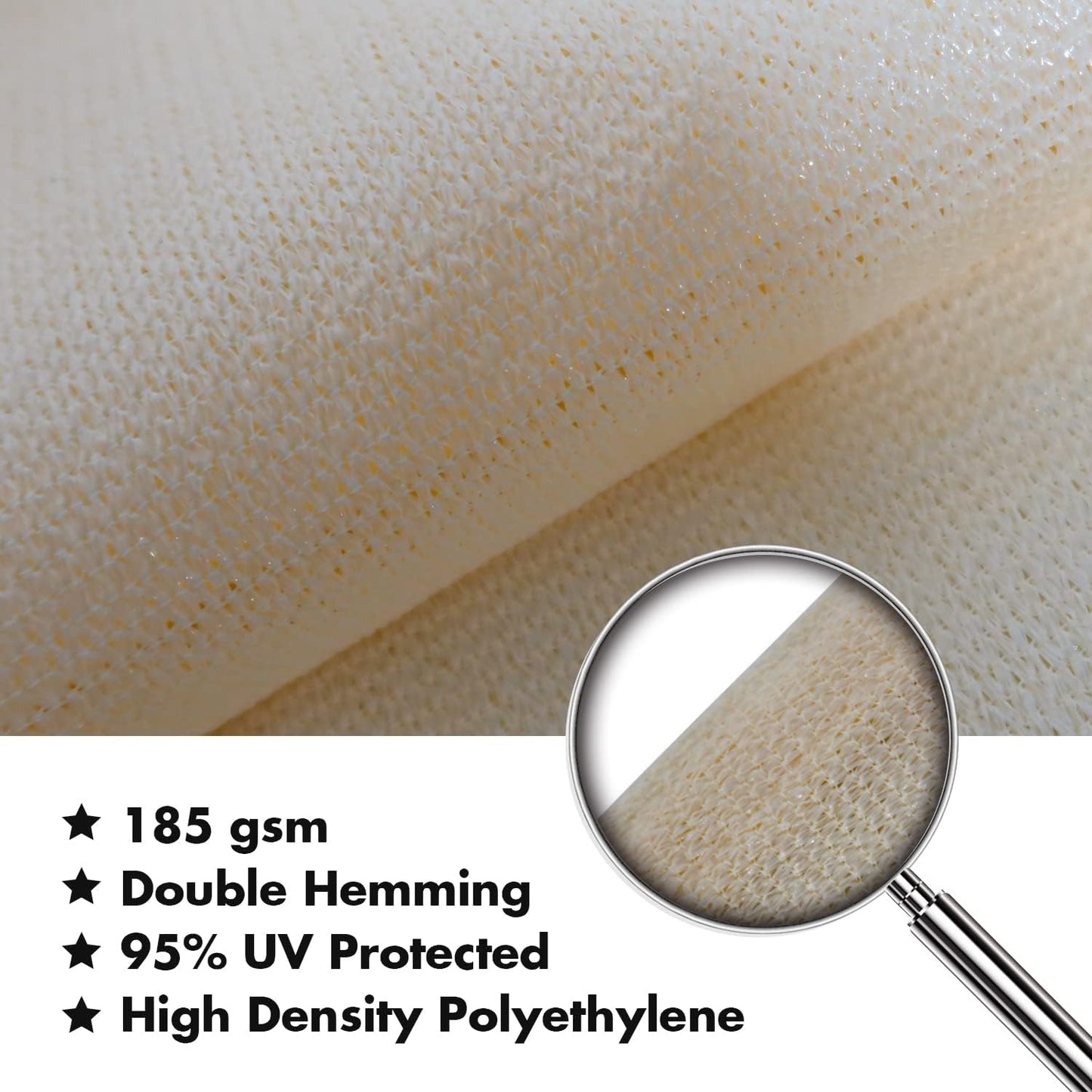 KANAGAWA 21'X24' Cream Custom Size Sun Shade Sail Rectangle UV Block Canopy Cover for Patio Backyard Lawn Garden Outdoor (Customized Available)