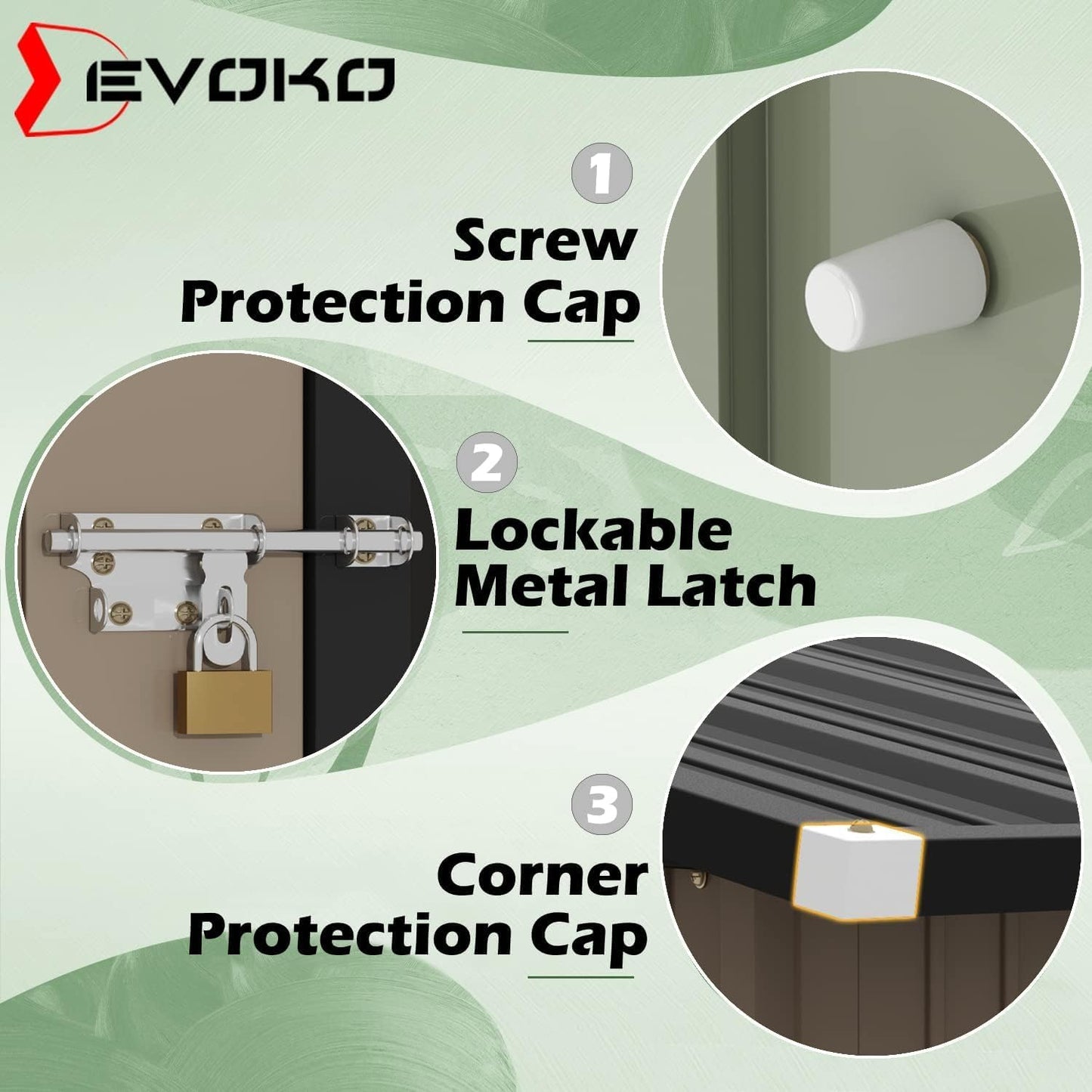 Devoko Outdoor Storage Shed 6 x 4 FT Lockable Metal Garden Shed Steel Anti-Corrosion Storage House with Double Lockable Door for Backyard Outdoor Patio (Brown)