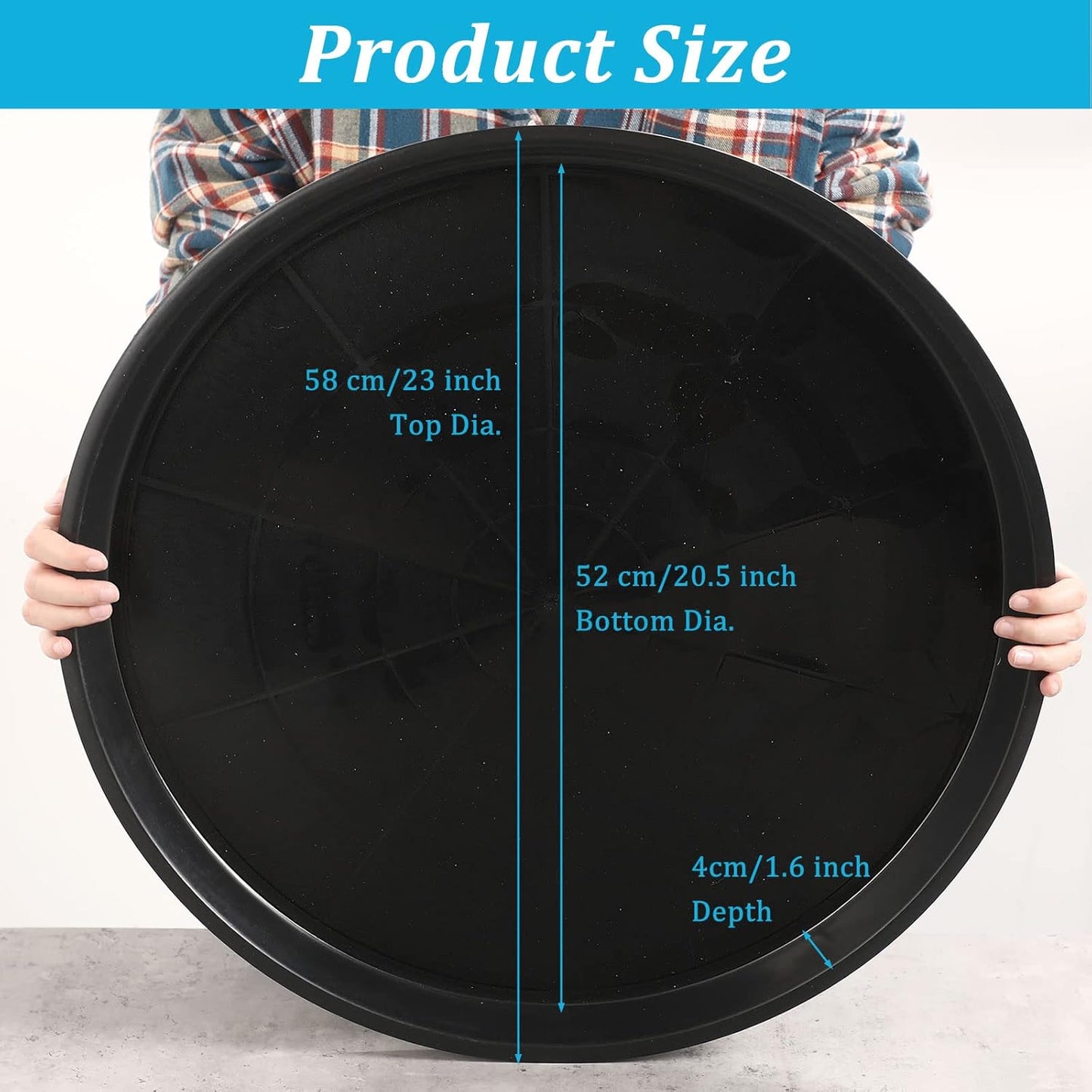 Eccliy 6 Pack Plastic Plant Saucer Heavy Duty Planter Saucers Large Plant Pot Saucers Plastic Water Trays for Indoors and Outdoors Flower Plant Plant Drip (Black,23 Inch)