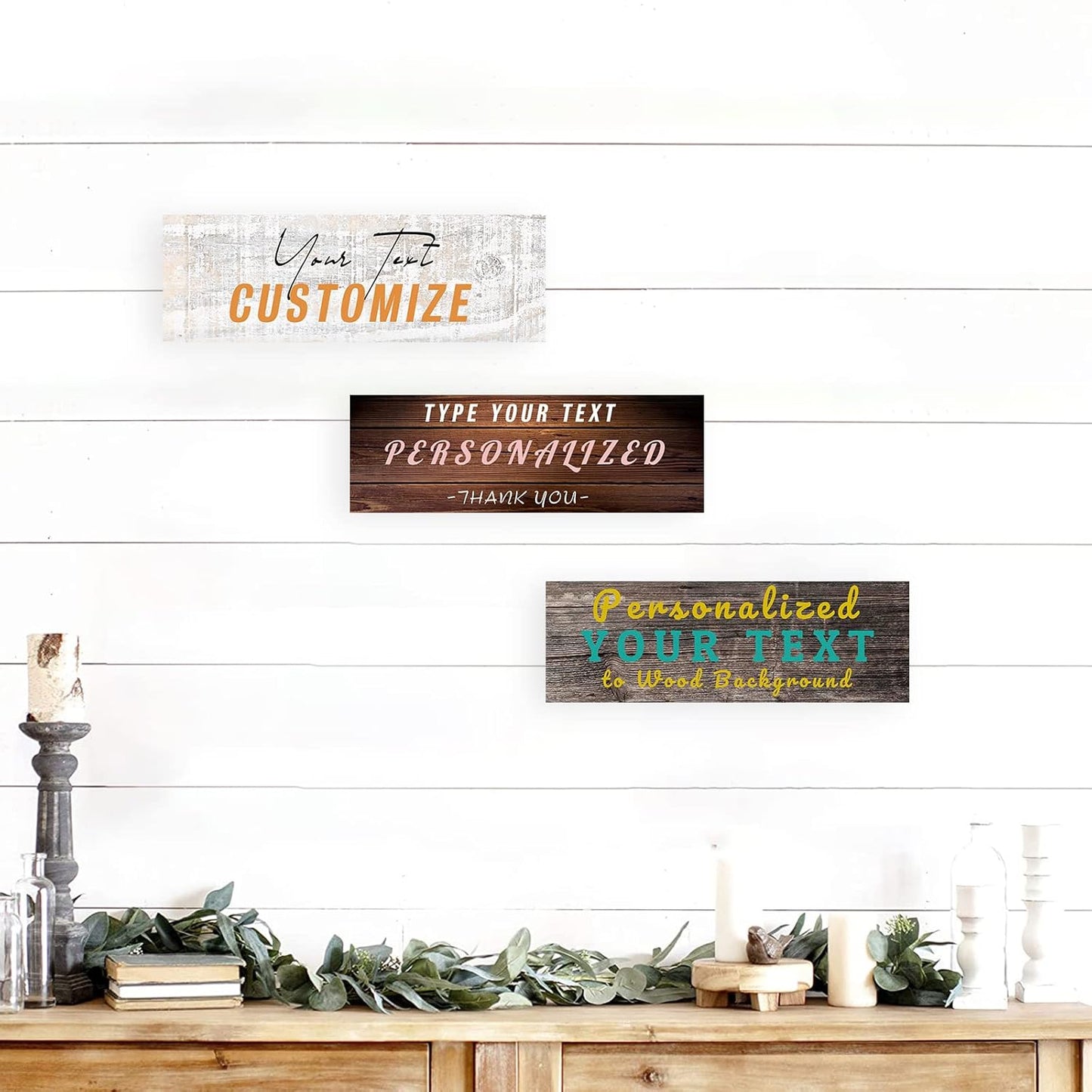 DOARTDO Custom Canvas Sign Prints Text Wall Art Personalized Quotes Wall Decor Rustic Wood Background Picture Customized Gifts (10x30inch)