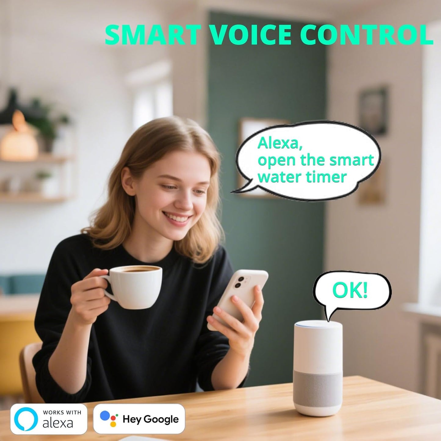 QUOBAS WiFi Sprinkler Timer with Brass Inlet & Outlet, 2-Zone Smart Water Timer for Garden Hose with APP Remote Control, Manual Watering, Rain Delay Watering, for Lawn, Garden