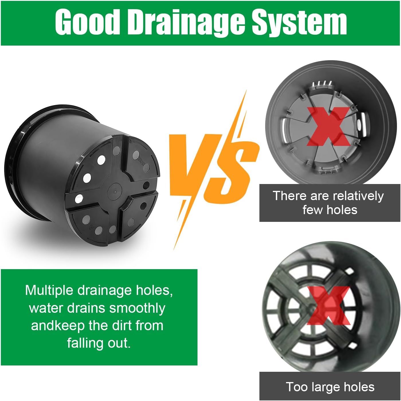 3 Gallon Plastic Nursery Pots, 10 Inch Round Plant Pots with Drainage Holes, 10 Pack Planting Pot for Outdoor Indoor Plants, Gardening Gifts for Women, Black