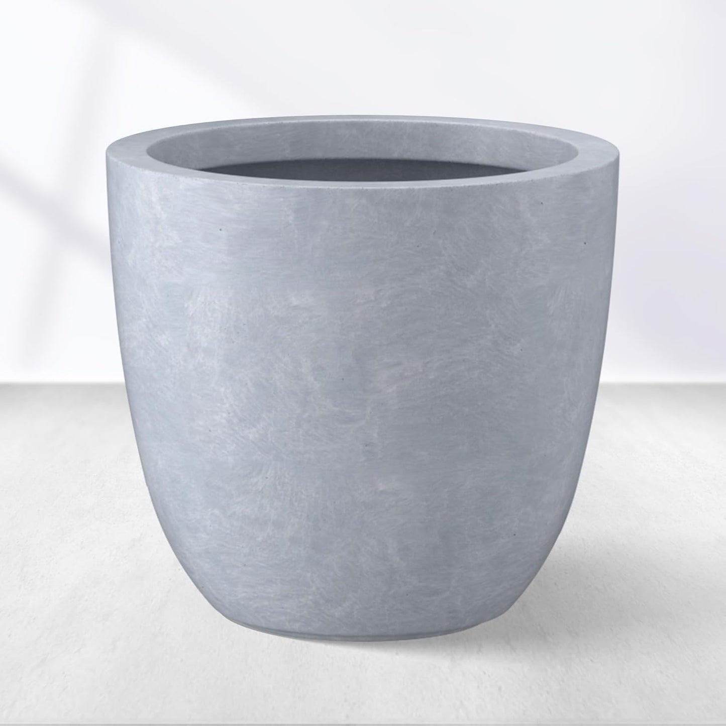 Kante 10 Inch Dia Round Concrete Planter, Indoor Outdoor Large Plant Pot with Drainage Hole and Rubber Plug for Home Patio Garden, Gray