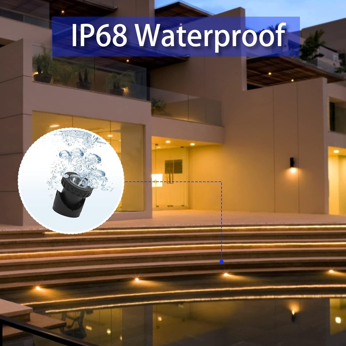 Warm White Pond Lights, 2500K Underwater Landscape Spotlights, IP68 Waterproof Submersible Fountain Lights for Garden Yard Aquarium Pond Fountain Waterfall (2 Lights)