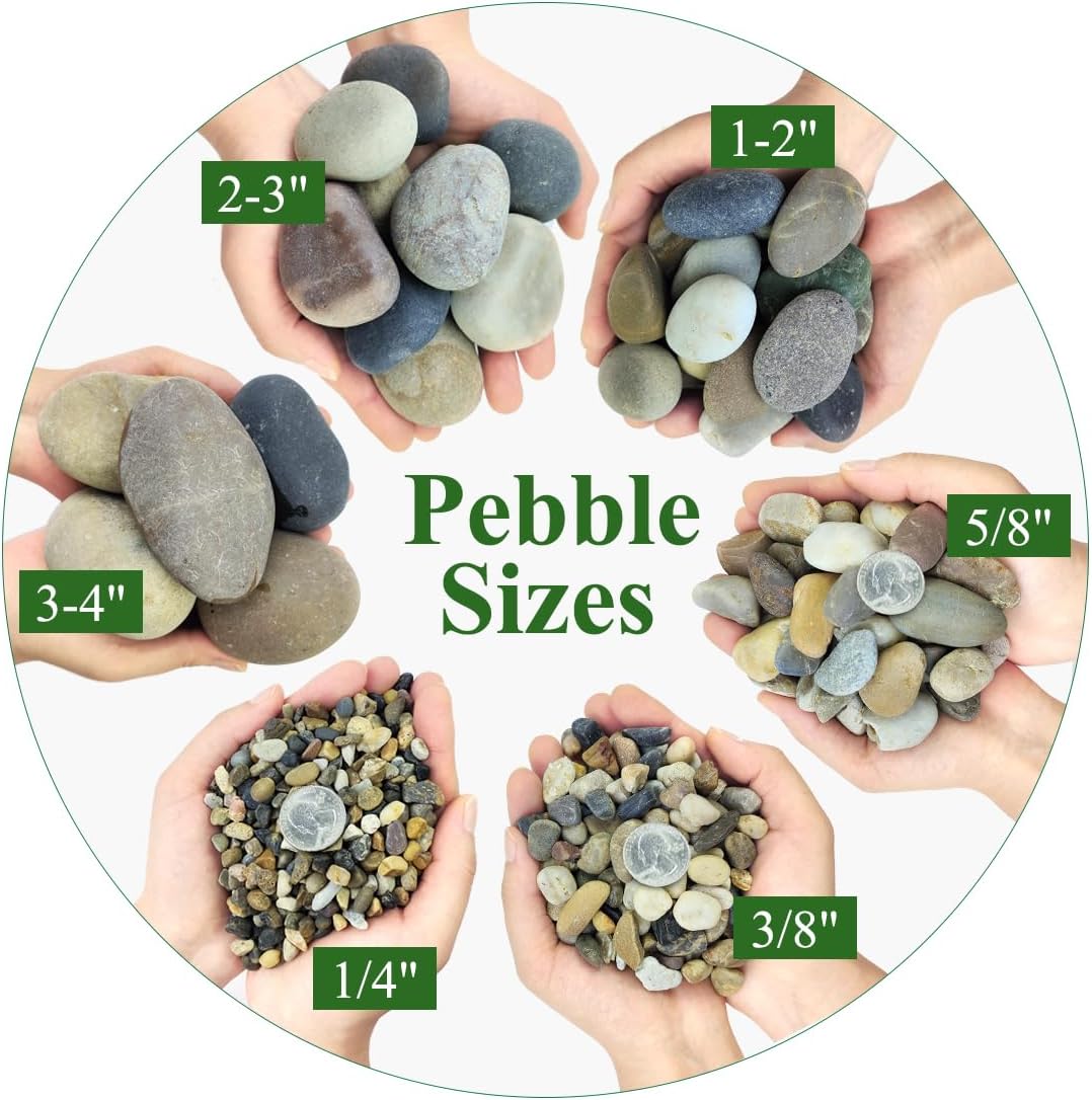 20lbs Natural River Rocks for Plants, 3/8" Aquarium Gravel Decorative Polished Mixed Pebbles for Fish Tank, Gardening, Flower Pots, Vase Fillers, Indoor Water Fountains, Landscaping