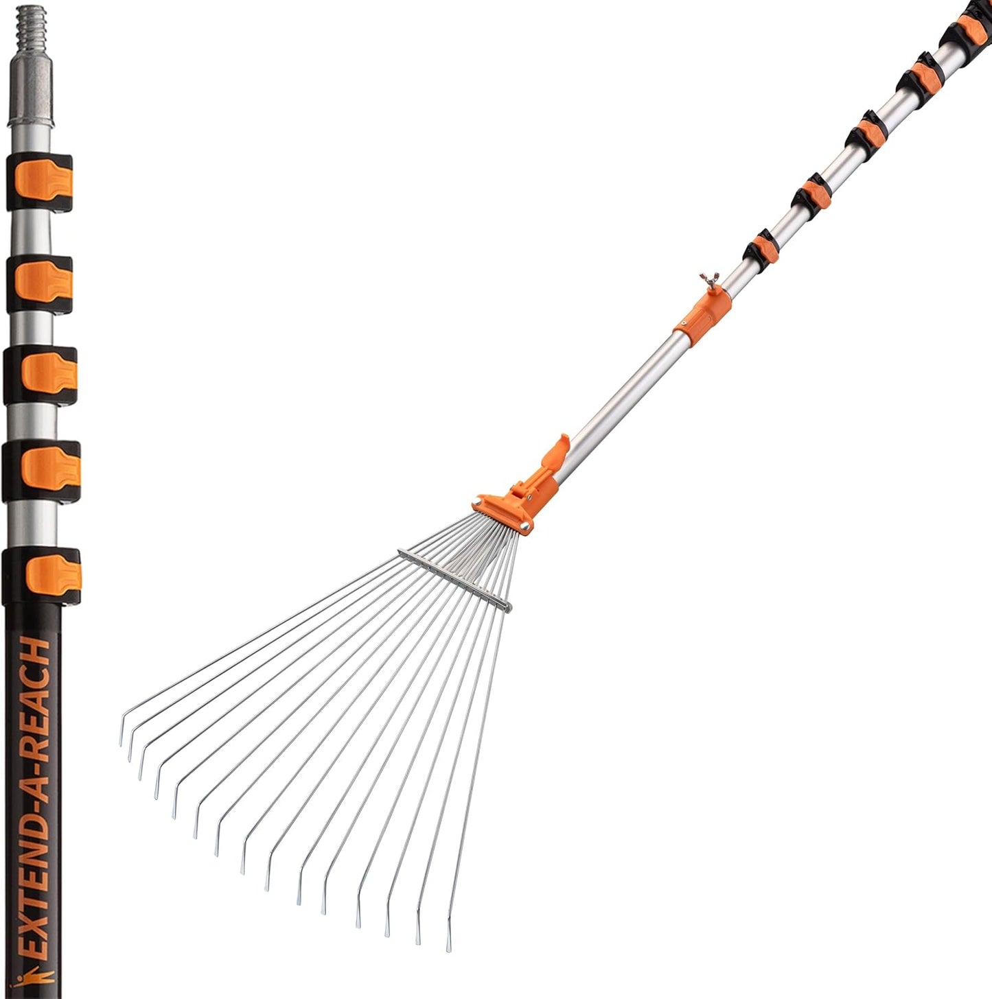 5-24 Telescoping Roof Rake 30 ft Reach // Collapsible Roof Rake for Leaves and Pine with Extension Pole // Roof Cleaning Tool for Gardening and Lawns // High Reach Adjustable Metal Leaf Raker