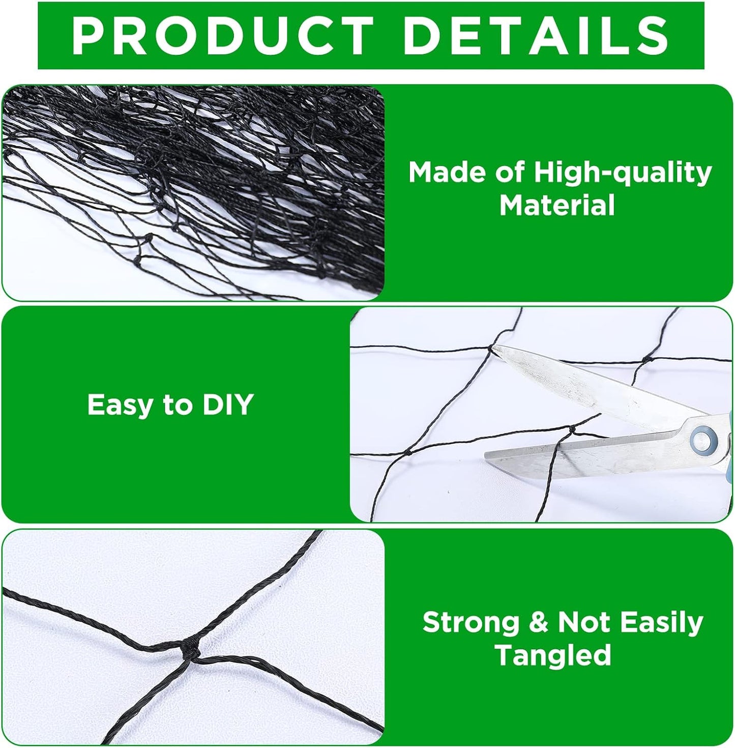 Windyun 1 Pc Bird Netting 50' x 100' Bird Net Chicken Coop 2.4" Mesh Heavy Duty Deer Fence Aviary Net Reusable Fruit Tree Poultry Barrier for Garden Protection Vineyard Against Hawk Squirrel, Black