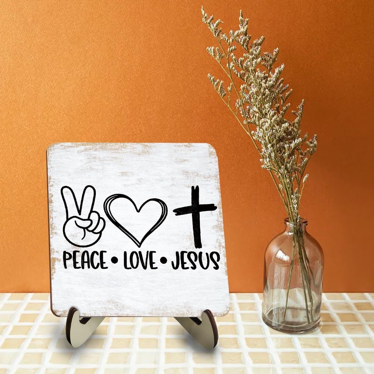 Inspirational Wood Sign Rustic Desk Decor Home Farmhouse Office Work Table Desk Accessories Decorative Christian Religious Bible Verse Faith Decorations Office Supplies Living Room Cubicle Decor