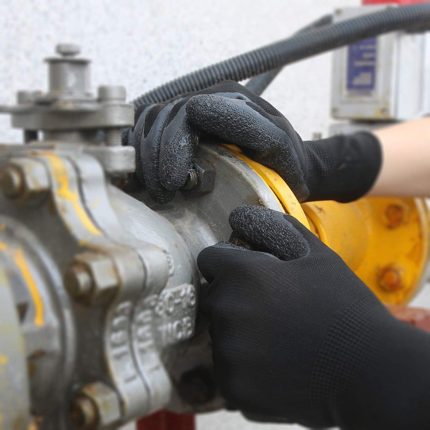 Evridwear Crinkle Latex Rubber Hand Coated Safety Work Gloves for Men Women General Multi Use Construction Warehouse Gardening Assembly Landscaping (S-Size) 12 Pairs Pack