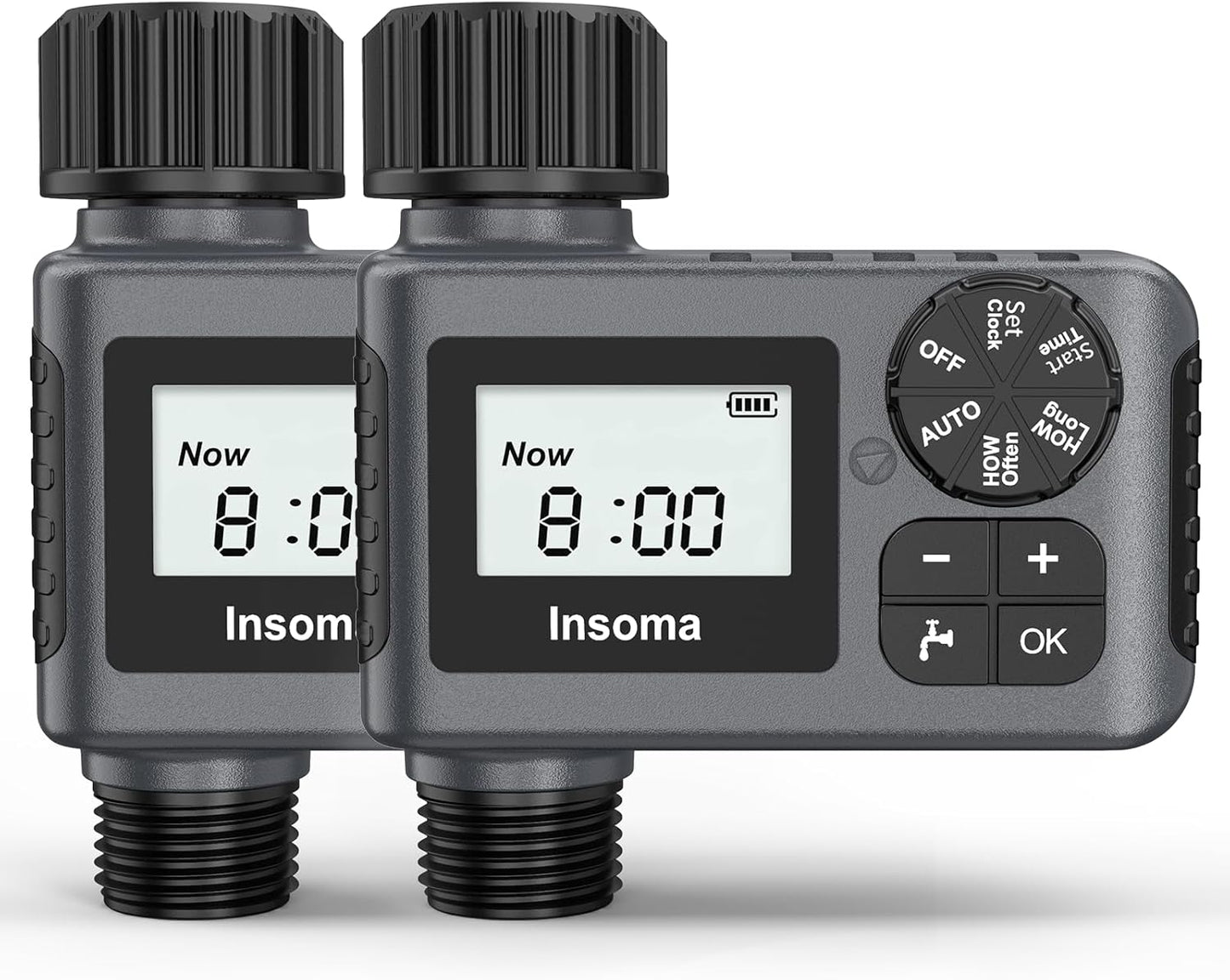 2 PCS Water Timer for Outdoor Garden Hose, Water Sprinkler Timer with Rain Delay/Manual/Automatic Drip Irrigation and Lawn Watering System for Yard