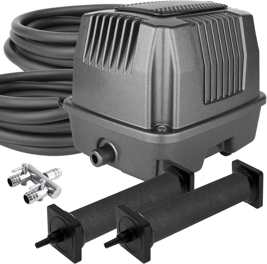 AquaMiracle All-in-One Koi Pond Aerator for Outdoor Ponds, Pond Air Pump Pond Aeration System with Self-Sinking Airline Flow Control Rubber Air Diffuser