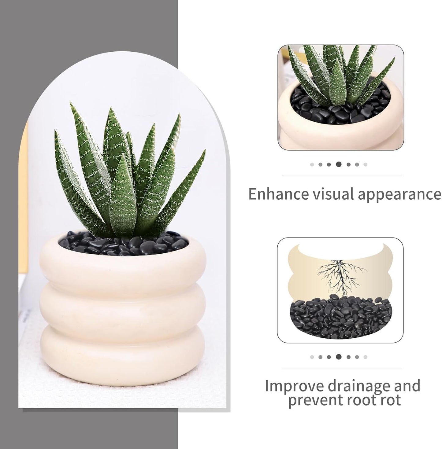 10LB Black Pebbles for Indoor Plants, Vases, Succulent, 3/8 Inch Small Black Rocks for Plants, Polished & Decorative