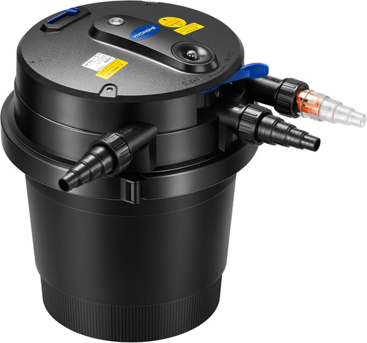 VIVOHOME 2110GPH Auto-Cleaning Pressurized Bio Pond Filter with 13W Light, Timer, Multi-Size Adapters for Koi Ponds up to 1057 Gallons or Ornamental Ponds up to 2113 Gallons