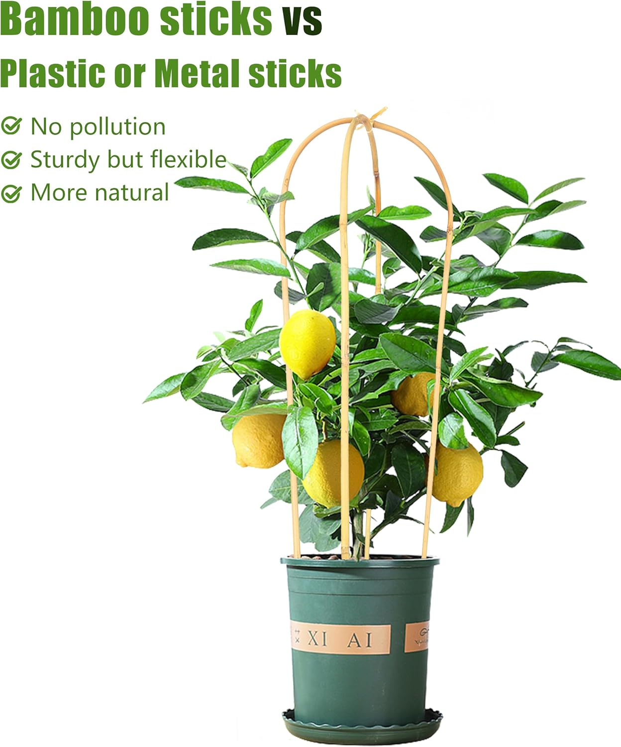 4ft Natural U-Hoops Bamboo Trellis U-Shaped Garden Trellis for Climbing Plants, Vines, Ivy, Flowers, and Potted Plants 3pcs