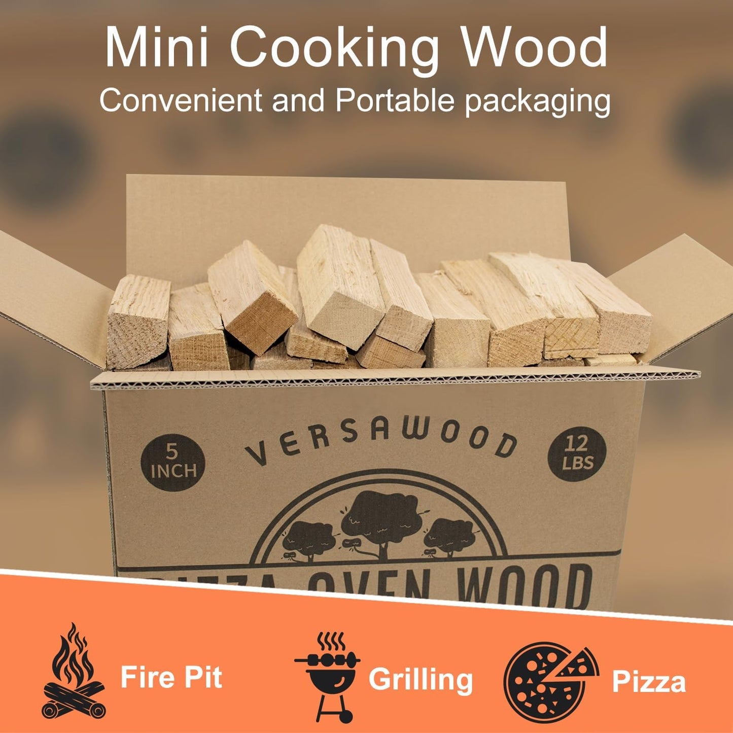 Kiln-Dried Oak Wood for Pizza Ovens, 5-Inch Barkless Logs, Ideal for Ooni, Gozney, Solo Stove, and Other Wood-Fired Pizza Ovens, Grills, and Smokers - Approx. 12 lbs