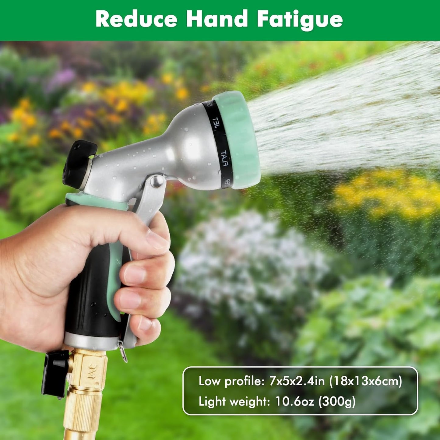 RESTMO Garden Hose Nozzle, Heavy Duty Metal Water Hose Nozzle with 7 Adjustable Spray Patterns, High Pressure Hand Sprayer with Flow Control, Best for Watering Plant & Lawn, Washing Car & Pet, Cyan