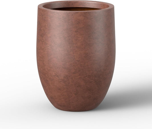 Kante 21.7 Inch Tall Concrete Planter, Large Indoor Outdoor Plant Pot with Drainage, Smooth Rusty Finish with Warm Brown Interior, Ideal for Porch, Home, Garden, Patio