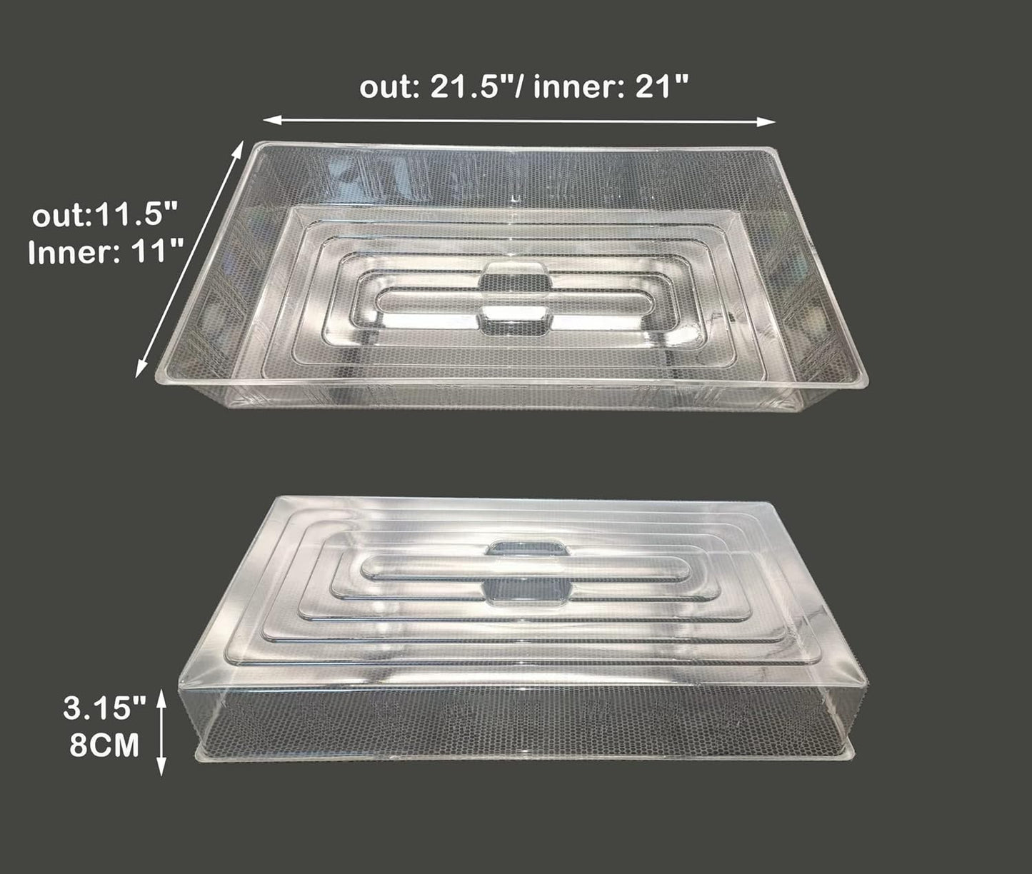 10 Pcs Humidity Dome, Plastic Clear Seed Starter Dome 1020 Tray Covers Humidifying and Insulating for Greenhouse Germination and Garden Growing (21.5"×11.5", 3.15" Height, 10-Pack)