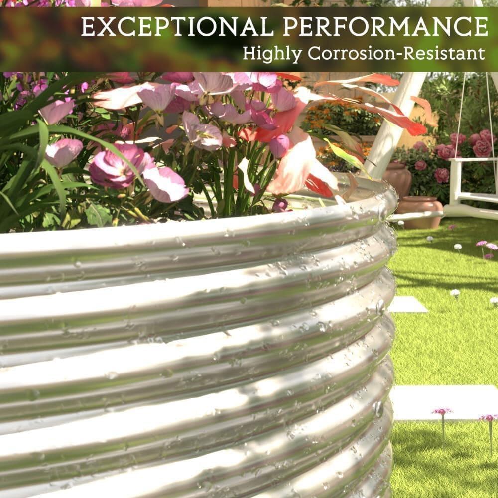 FRIZIONE 2pcs 9 in 1 Tall 8x2ft Galvanized Raised Garden Bed Outdoor,Steel Garden Bed for Vegetables,Above Ground Garden Box for Flower,Metal Raised Beds for Gardening