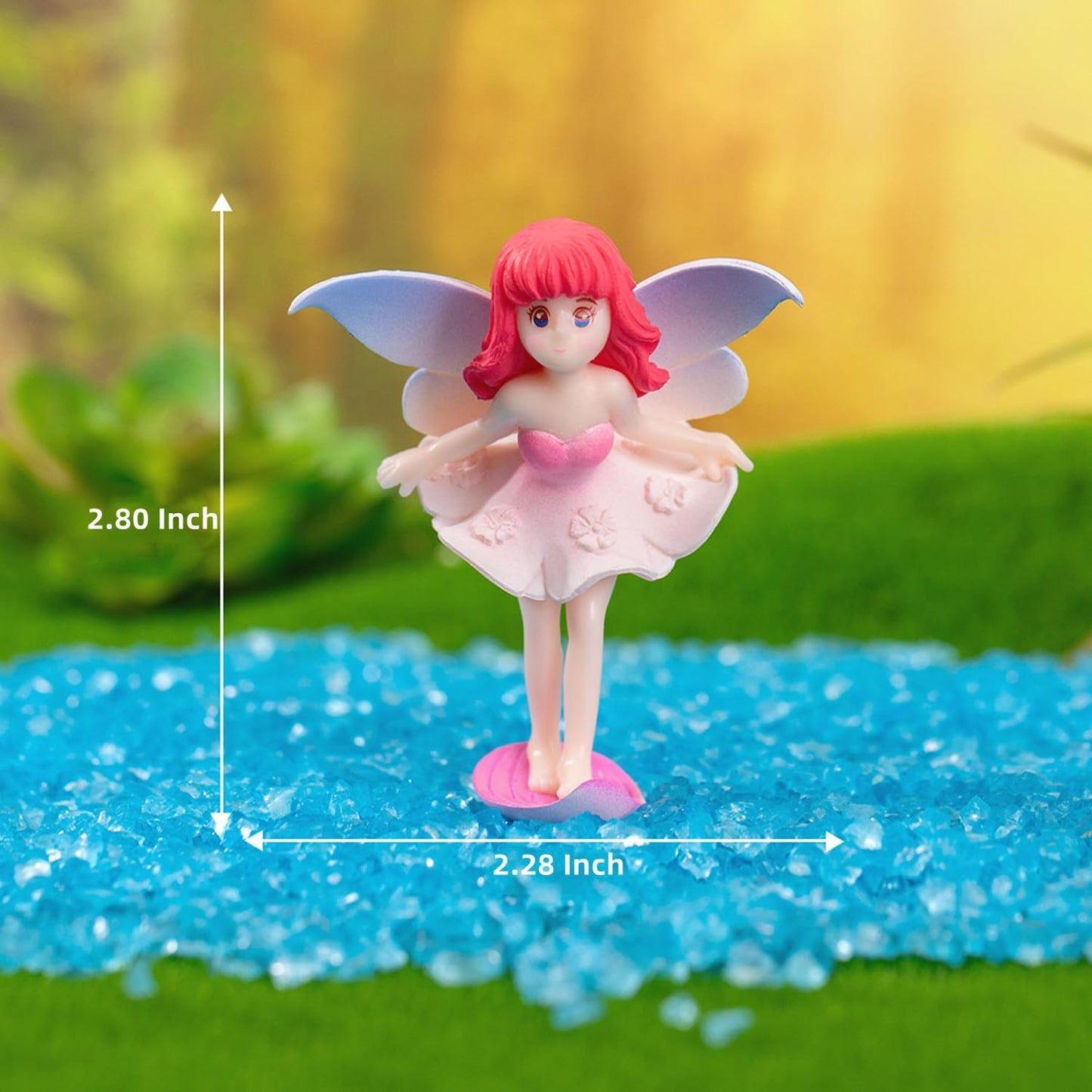 Small Fairy Figurines, Miniature Fairy Garden Accessories for Fairy Garden, Birthday Cake Topper, Flower Pot, Home Decoration,Girl Fly Wing Figurines for Car Decor, 4 Pieces