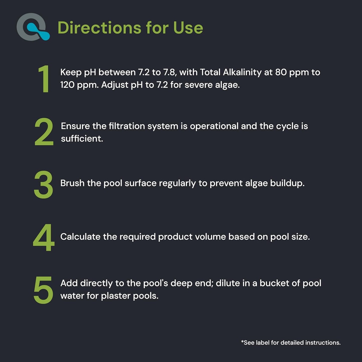 Copper Pool Algaecide for Swimming Pool - 90 Day Algaecide for Inground Pool to Prevent and Remove Pool Algae - Super Algaecide for Pool Opening - AquaDoc 32oz