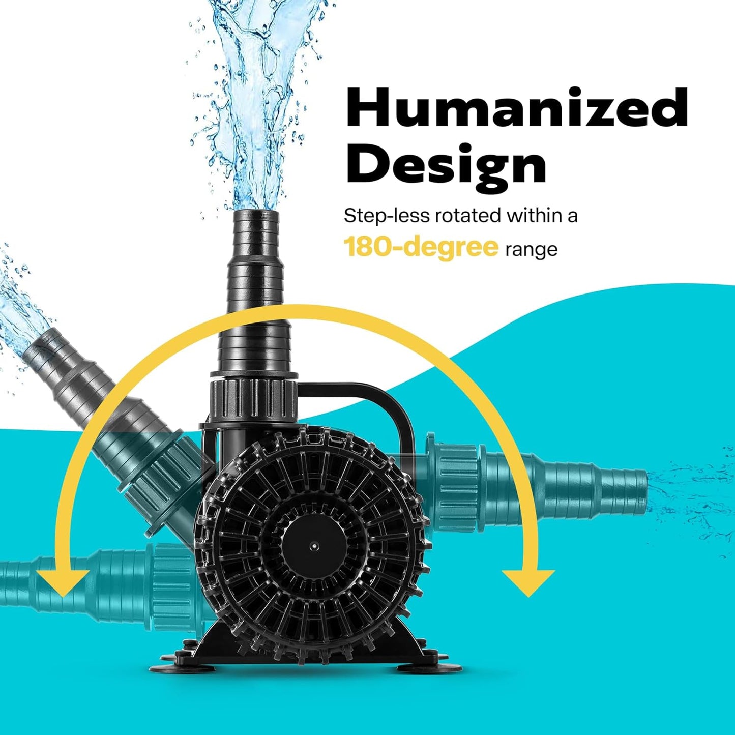 VIVOHOME 100W 1600GPH Submersible Water Pump with 180° Seamless Adjustable Nozzle and Barrier Bag for Koi Pond Waterfall Fountains Fish Tank