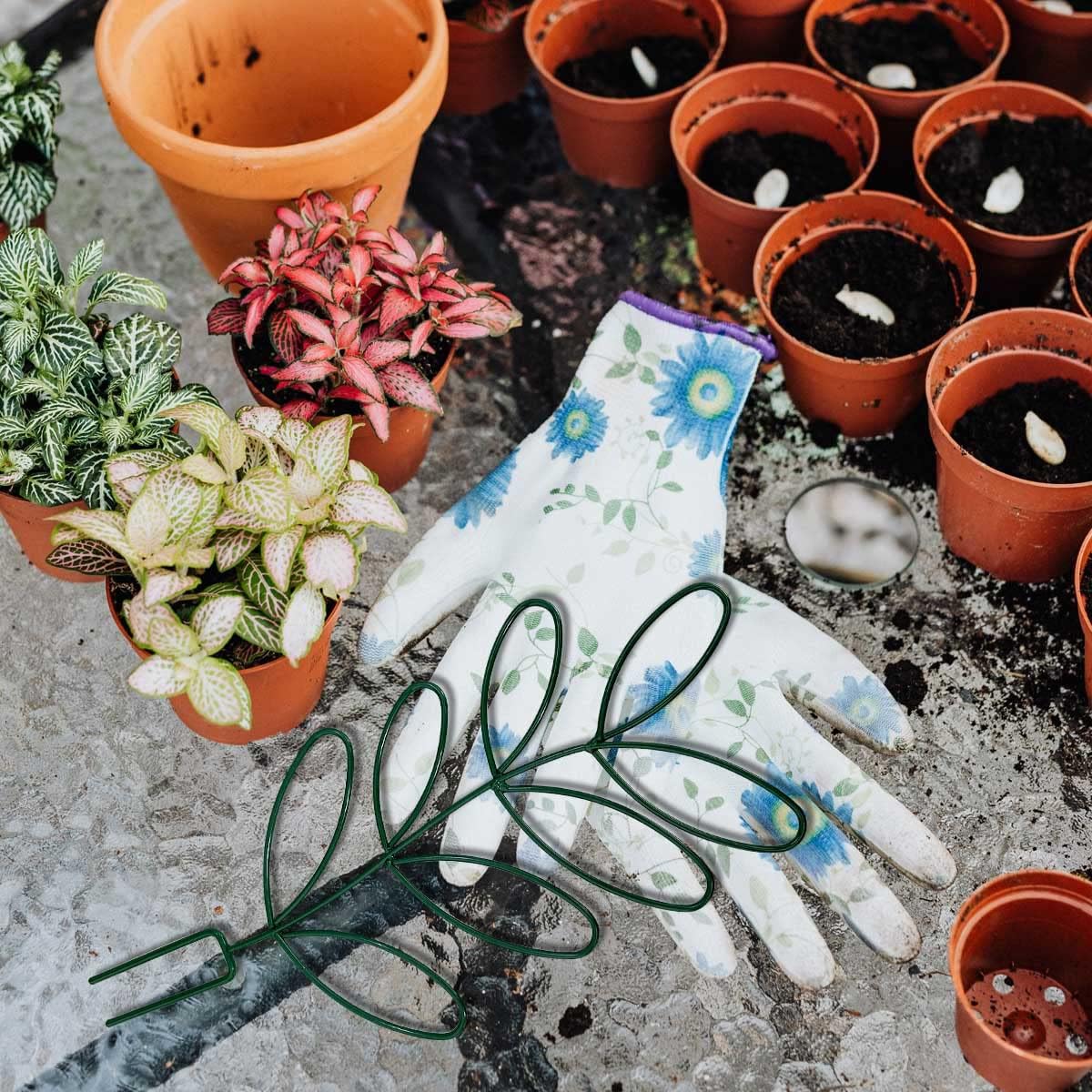 2Pack Indoor Plant Trellis Metal Wire Garden Trellis ，Small Climbing Leaf Shape Trellis for Garden Potted Plant Houseplant(Blackish)