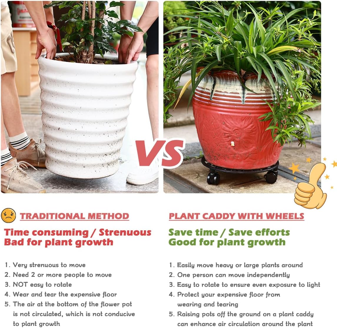 2 Pack Heavy Duty 14 Inch Metal Plant Stand with wheels - Wrought Iron Dolly with Casters for Indoor and Outdoor - Includes 2 Pack Plant Saucers