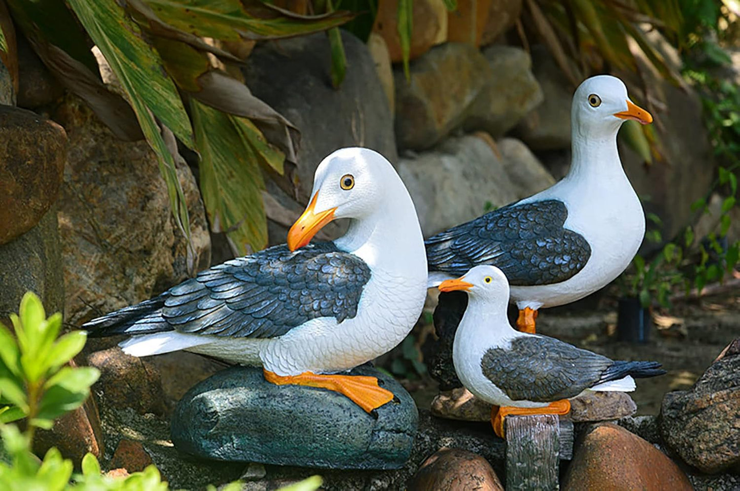 coolboy Real Seagull Figurine,Garden Bird Statue -Seagull Décor Birds Figurines Ornaments - Best Indoor Outdoor Statues Yard Art Figurines for Patio Lawn House