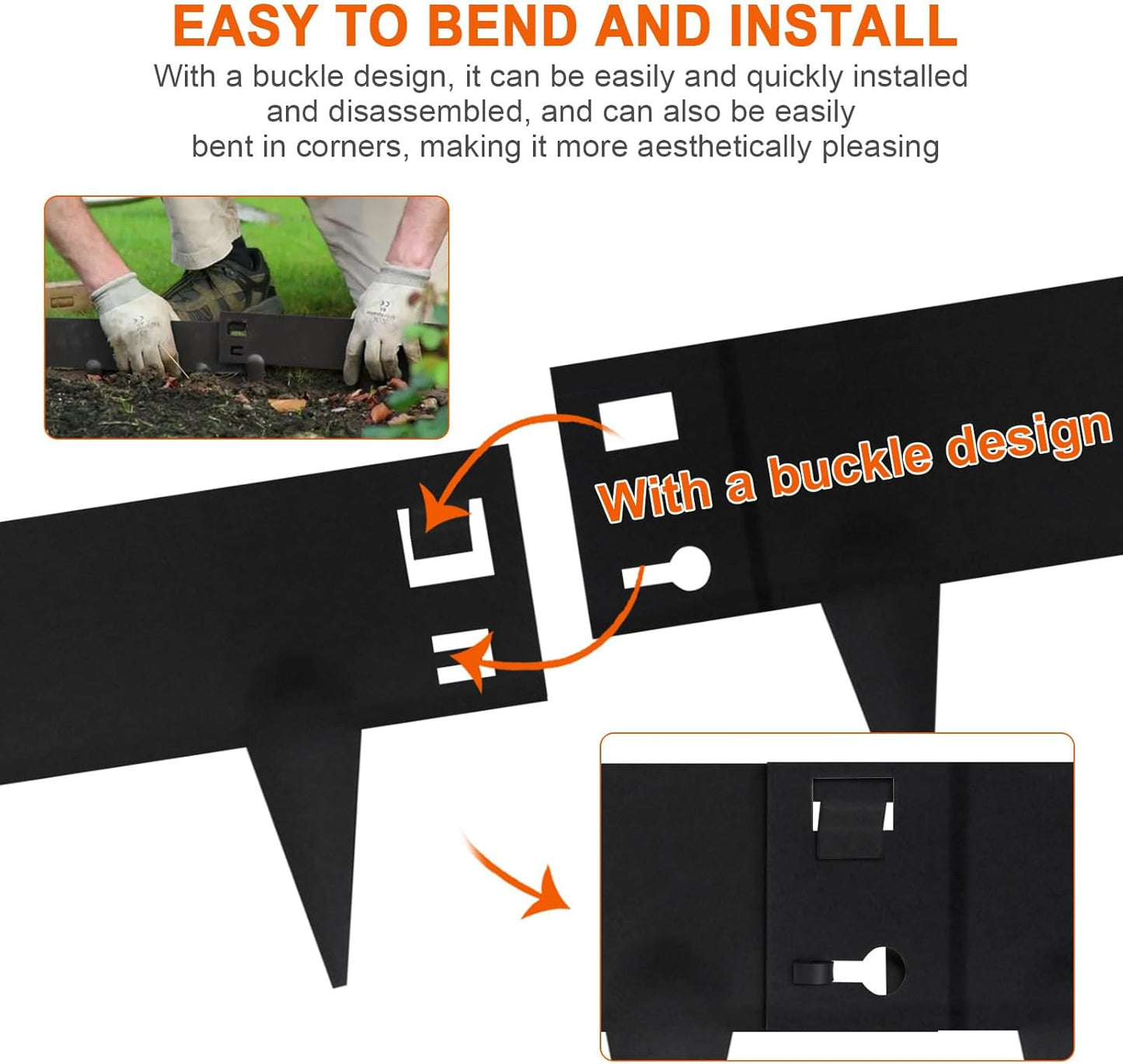 42" L X 7.9" H Metal Landscape Edging, 6 Pack Heavy Duty Galvanized Steel Garden Edging,42 Inch Garden Edging Border for Lawn, Pathway, Yard