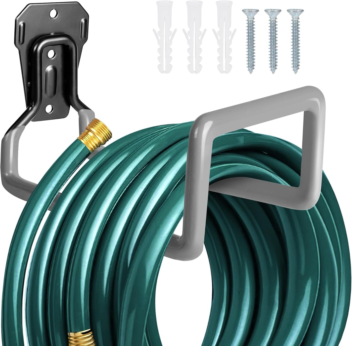 Garden Hose Holder - Metal Garden Hose Reel Wall Mounted Water Hose Holders for Outside, Heavy Duty Hose Hanger for Water Hose Storage
