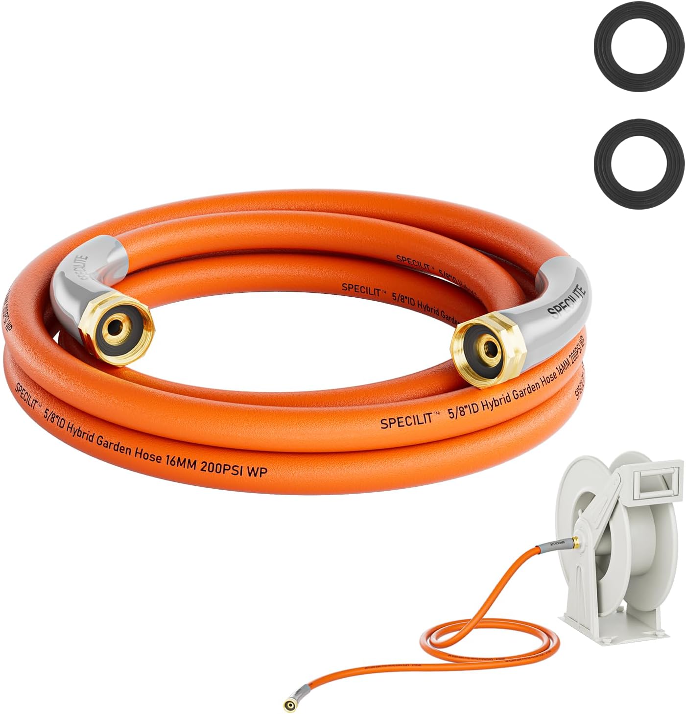 Garden Water Hose 10 ft x 5/8 in with Female to Female Connector, Small Leader Hose for Hose Reel, Heavy Duty, Flexible & Lightweight, Water Pipe, Outdoor Water Hose Extension Adapter