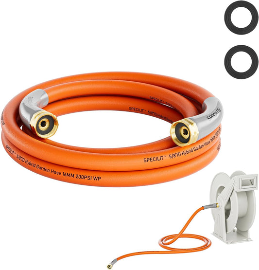 Garden Water Hose 5 ft x 5/8 in with Female to Female Connector, Small Leader Hose for Hose Reel, Heavy Duty, Flexible & Lightweight, Water Pipe, Outdoor Water Hose Extension Adapter