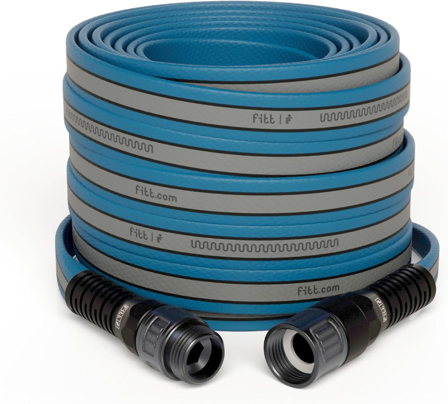 FITT HiFlo Water Hose 100ft, Multipurpose Flat Garden Hose, Easy to Use and Long-lasting Performance, Grey